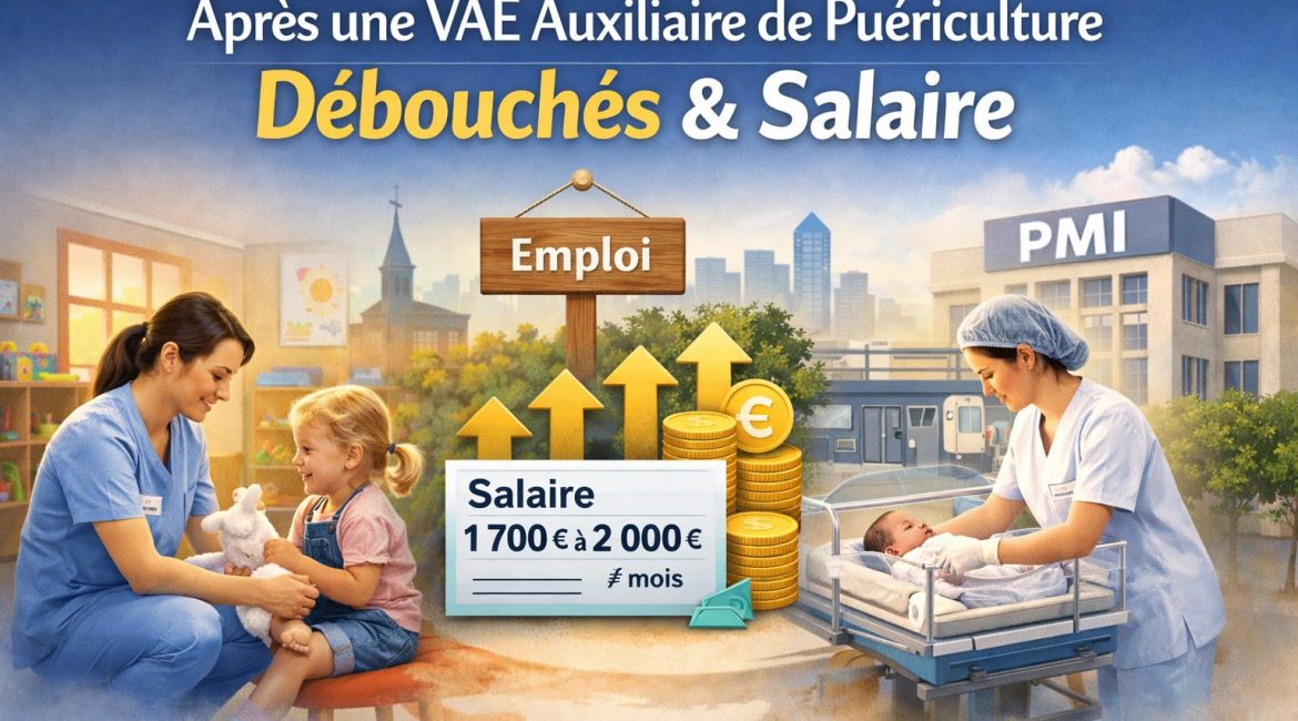 debouches salaire auxiliaire puericulture apres VAE emploi creche hopital salaire evolution carrière
