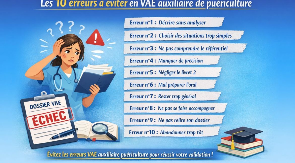 Les 10 erreurs à éviter en VAE auxiliaire de puériculture 1 erreurs VAE auxiliaire puericulture erreurs livret 2 oral VAE DEAP validation partielle