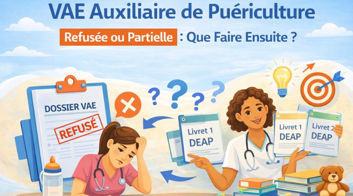 VAE auxiliaire de puériculture refusée ou partielle : que faire ensuite ? 1 vae auxiliaire de puériculture refusée ou partielle que faire après échec VAE DEAP